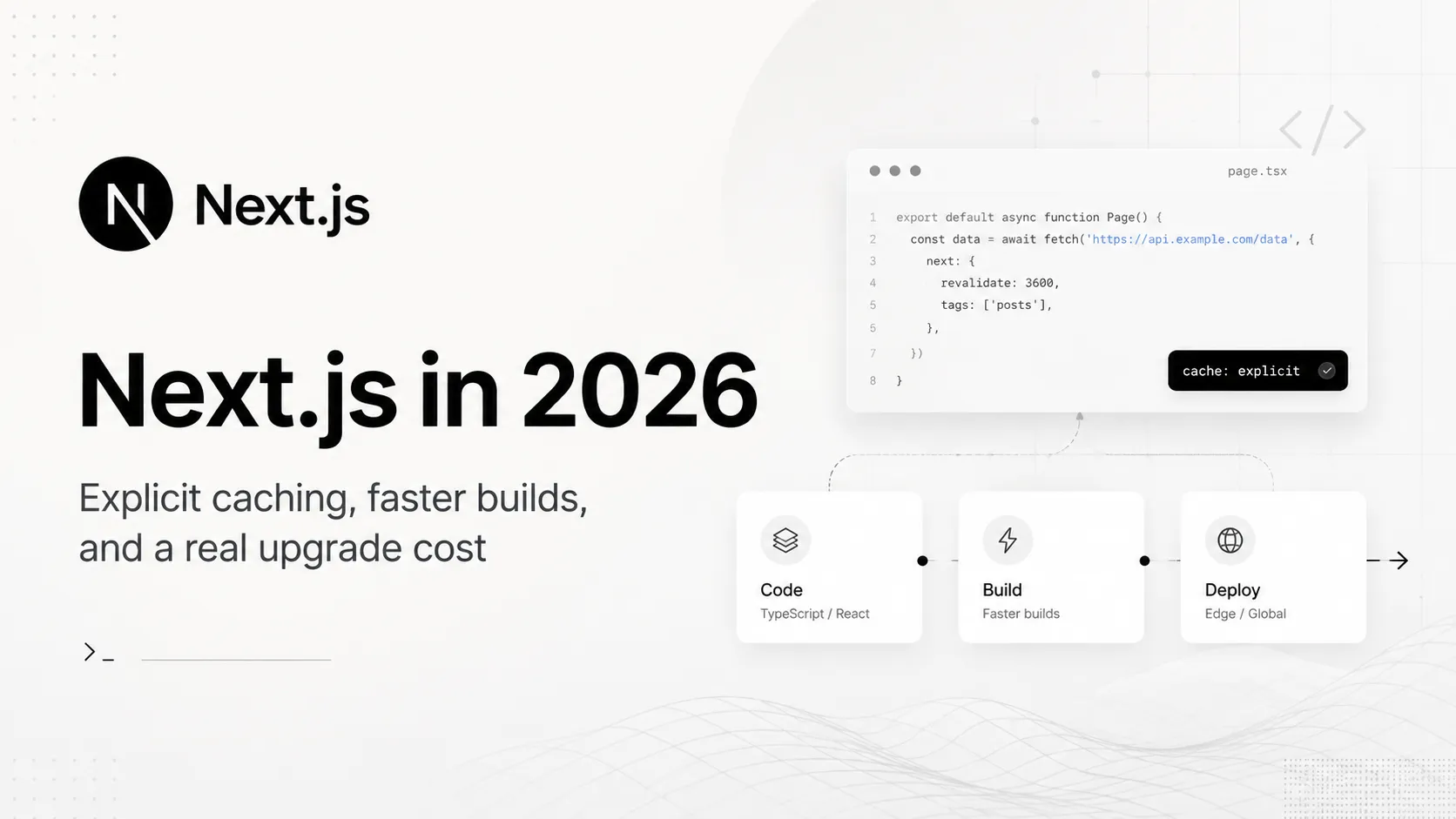 Next.js in 2026: explicit caching, faster builds, and a real upgrade cost