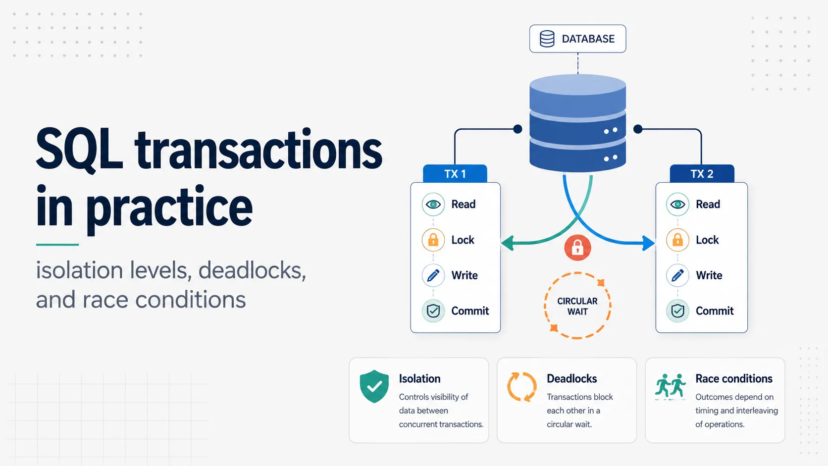 SQL transactions in practice: isolation levels, deadlocks, and race conditions
